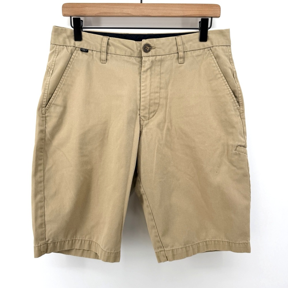 Fox Racing Shorts Mens 30x11" Beige Tan Khaki Chino Flat Front Cargo *FLAWS